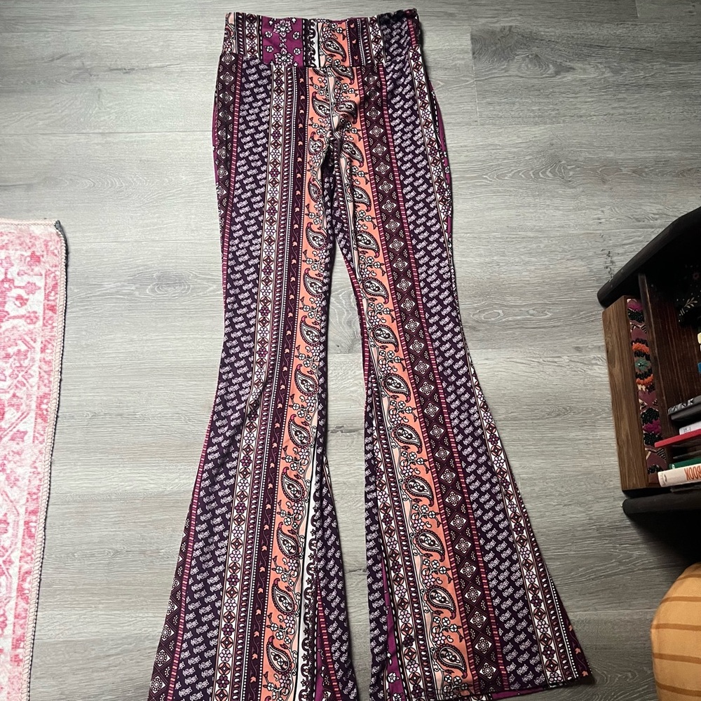 Women’s Bohemian Flare Pants Purple and Pink